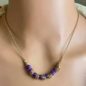 Vintage Gold vermeil Modern Purple Beads and Rings Gv9 necklace